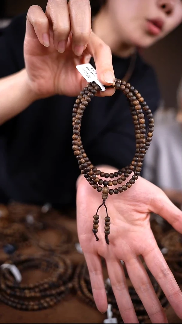 沉香手串【沉水浮】5mm老型多圈手串棋绿奇楠