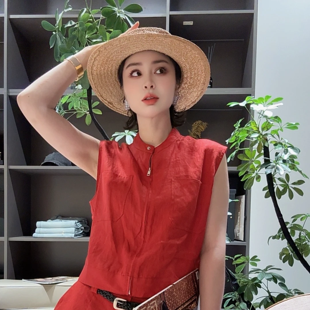 FANYE 2025夏季新款极简老钱风三色拉链马夹25316
