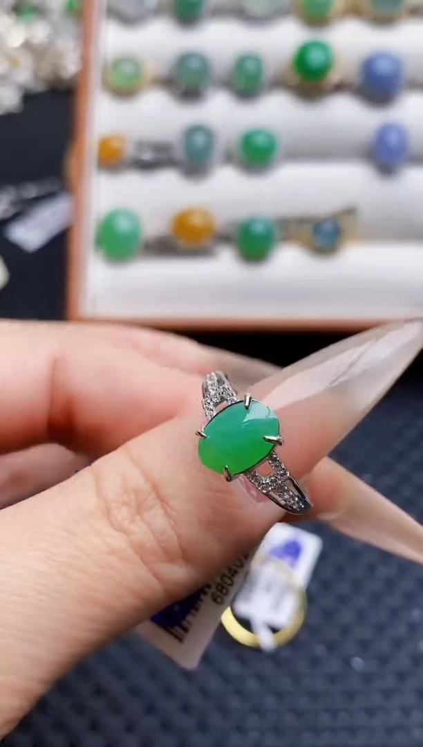 银S925镶嵌戒指翡翠3439