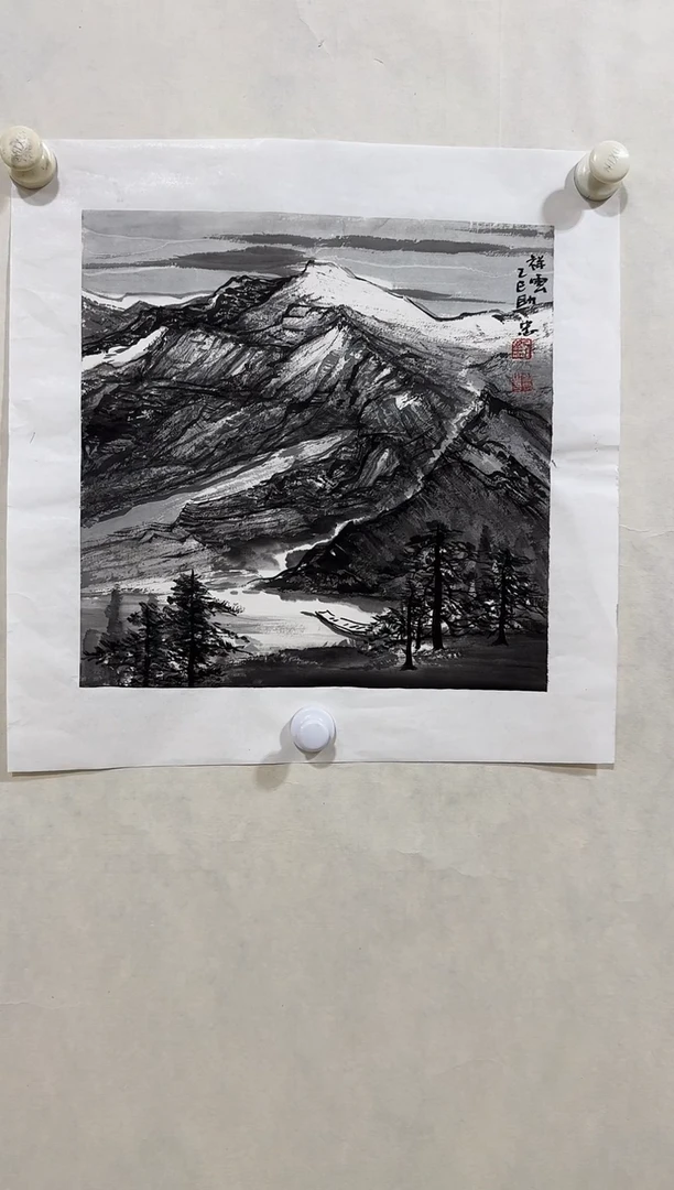 国画y/天津人美-刘助忠1平尺山水作品