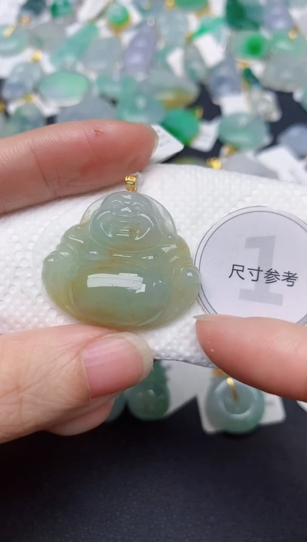 颈饰18K金镶嵌翡翠天然缅甸A货翡翠