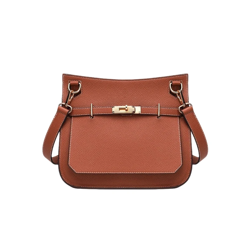 COVERAL KLORS单肩复古做旧中性风时尚斜挎包经典棕色腋下两用包