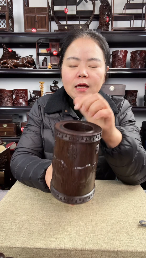 木大牛笔筒老李红木工艺品