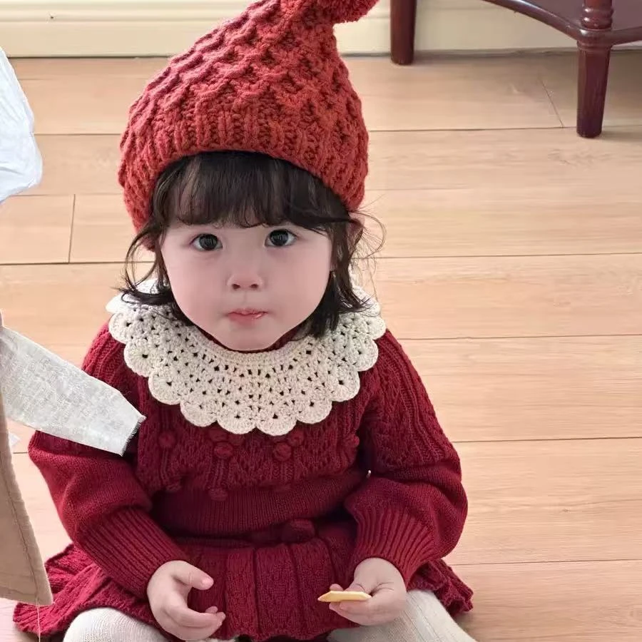 春季新款韩版女宝宝红色系重工小套装洋气儿童