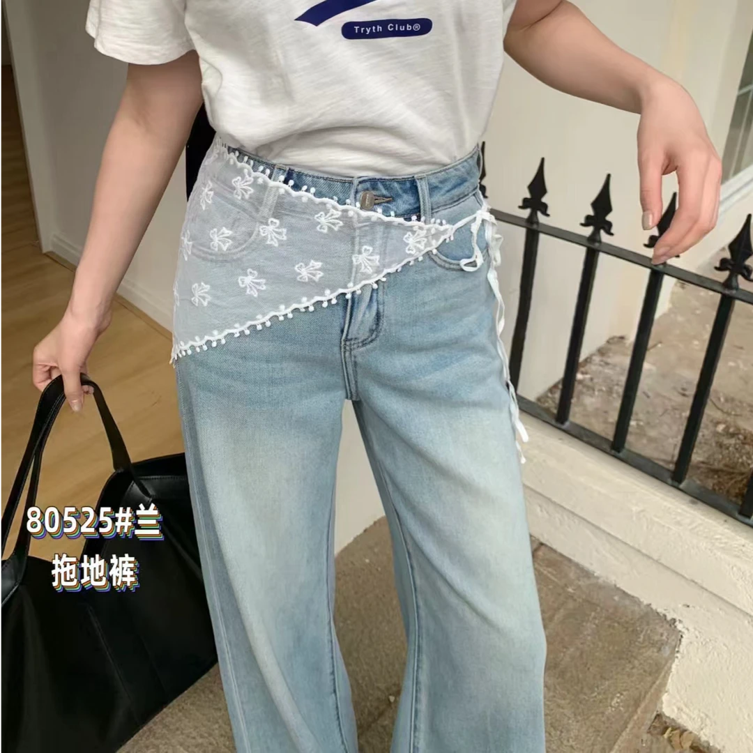 SYL2025新款韩系高腰直筒阔腿裤80525