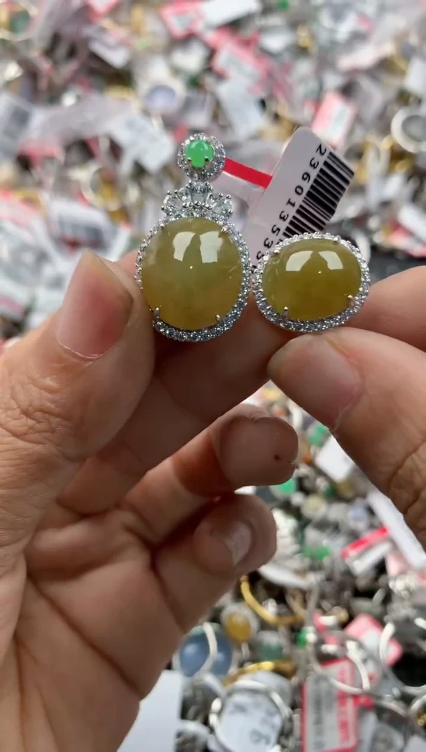 银S925镶嵌戒指翡翠12             8