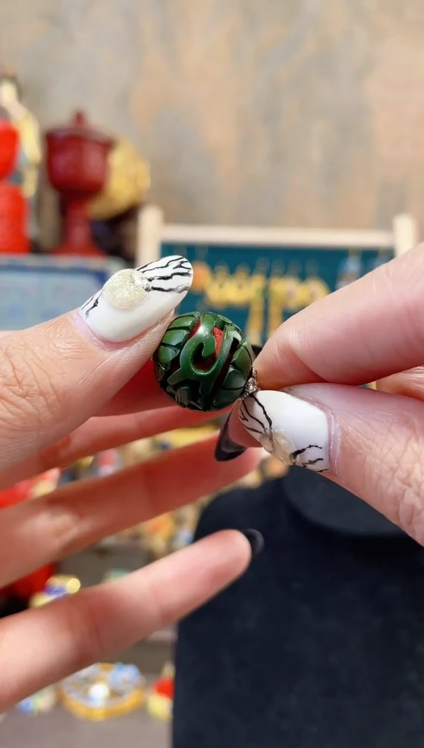 【闪购商品】非遗雕漆绿色精品单珠