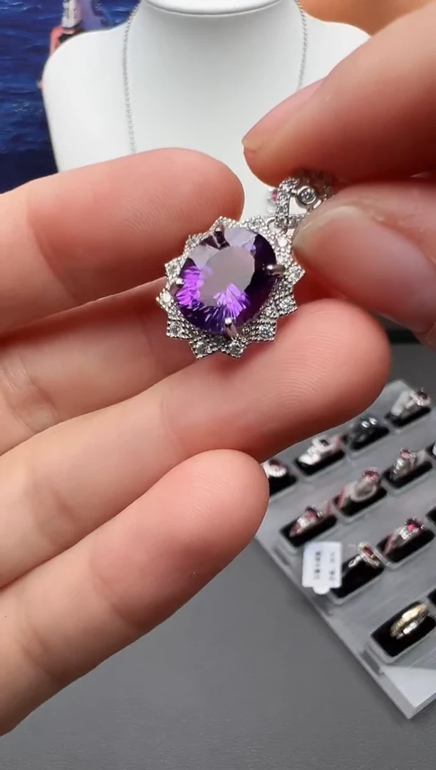 颈饰银S925镶嵌紫晶108