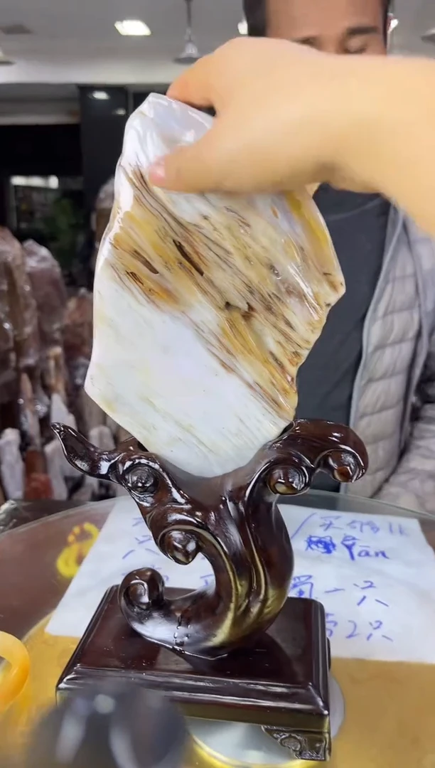 未镶嵌珠宝奇石硅化玉缅甸天然树化玉精品居家摆件