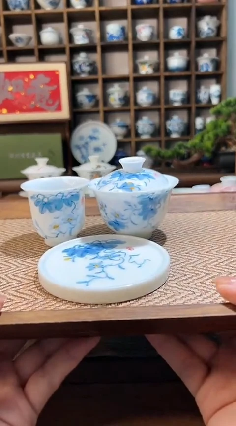【闪购商品】牵牛花元宝盖碗+送一杯+送盖置