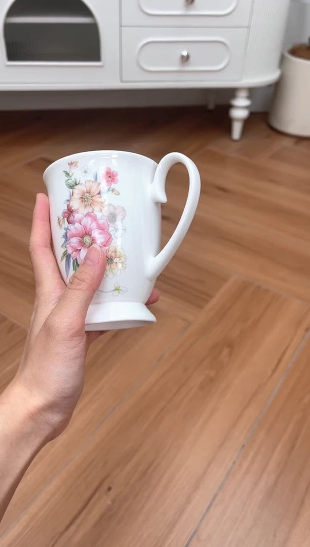 杯花花高骨骨瓷马克杯