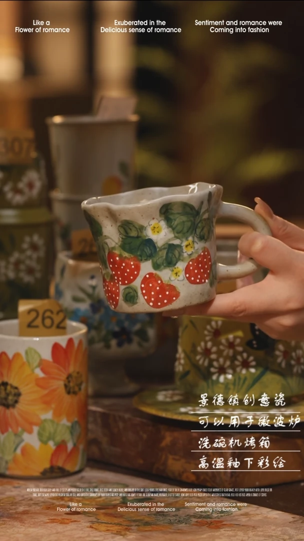 陶瓷景德镇高温手绘釉下彩绘设计师款式