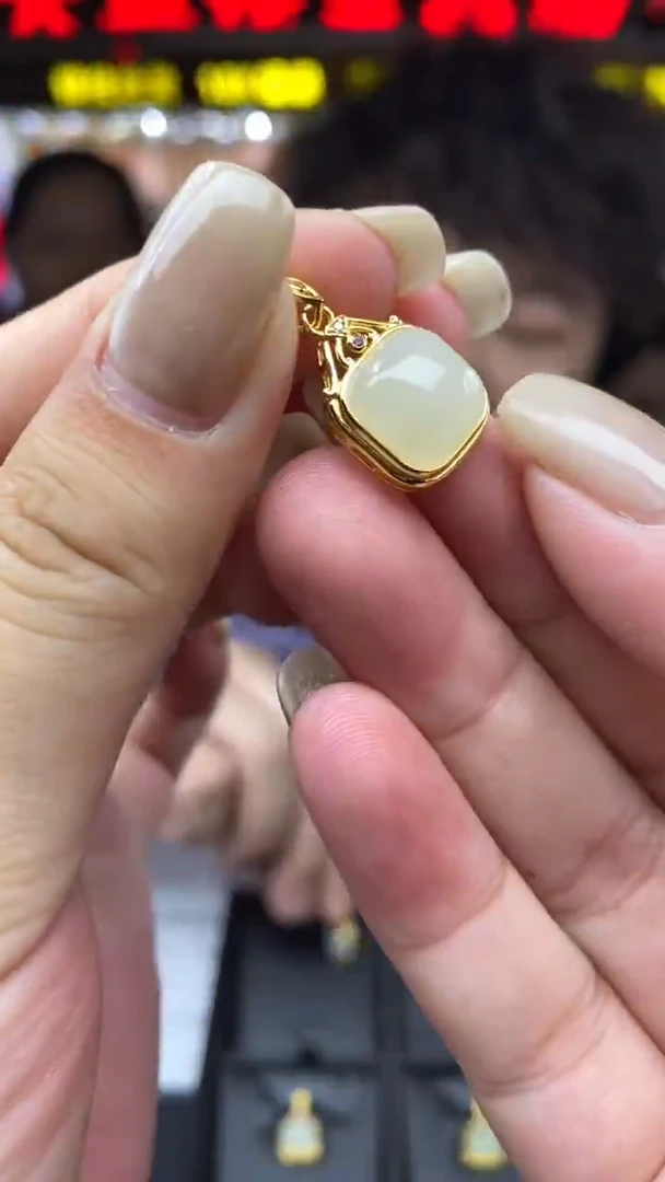 吊坠(不含链)银S925镶嵌和田玉多样性发其一-吊坠-D10666