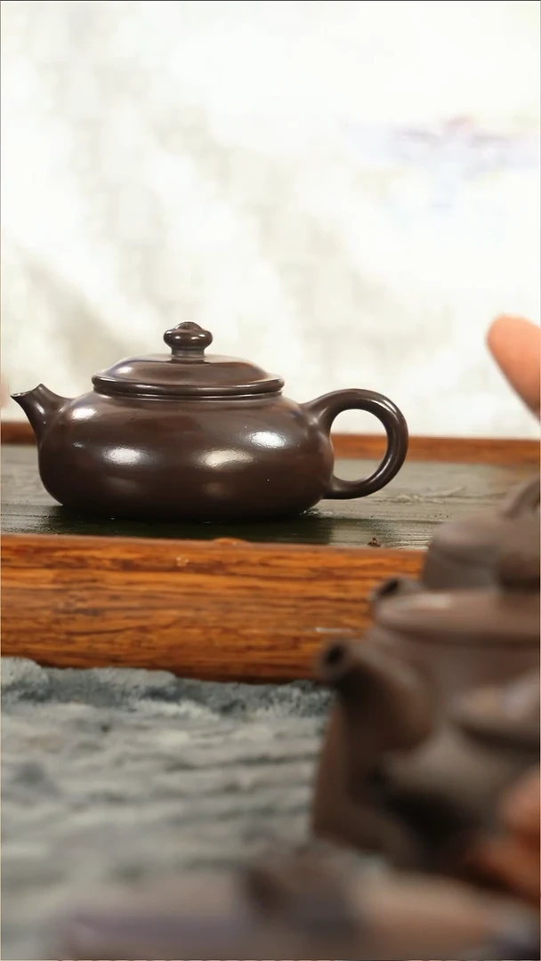 茶壶紫砂冬*仔百目茄皮紫泥寒江