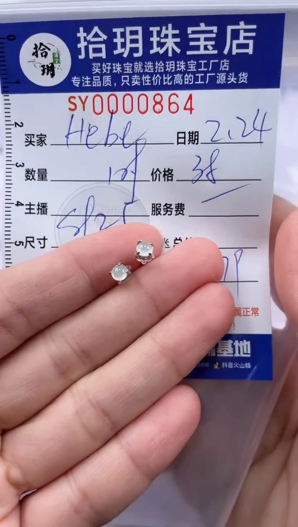【闪购商品】翡翠颈饰银S925镶嵌翡翠挂件耳钉864
