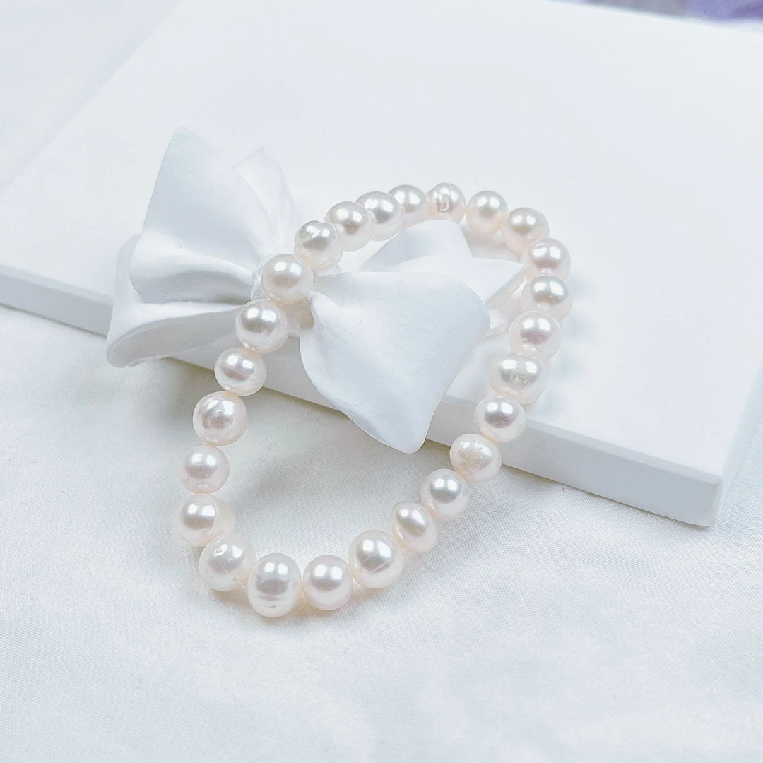 【大白】7-8MM淡水珍珠手串【S37】白色时尚百搭简约强光优雅