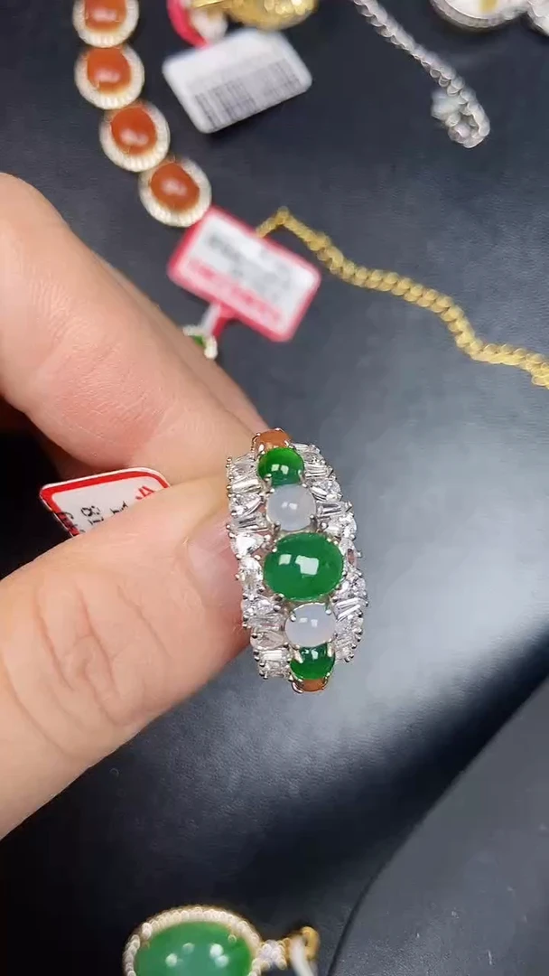 银S925镶嵌戒指翡翠2490