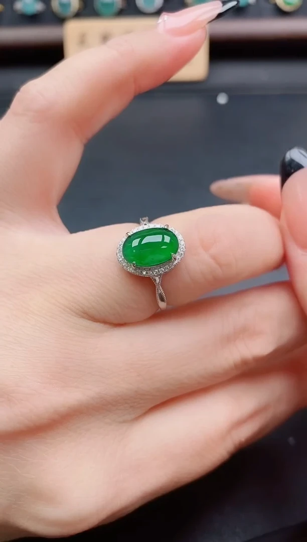 银S925镶嵌戒指翡翠1