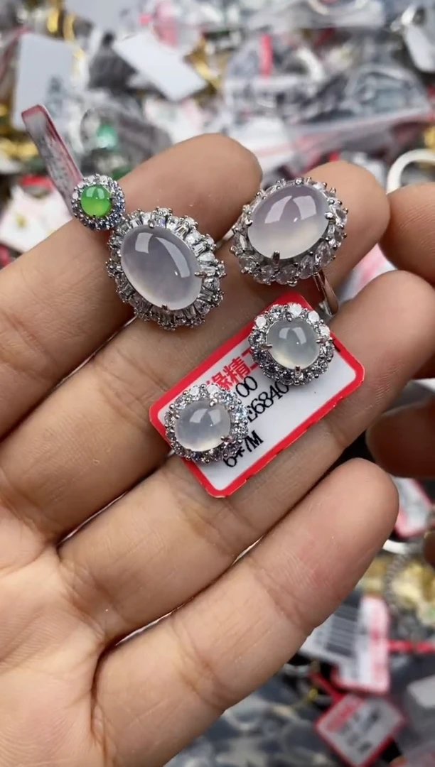 银S925镶嵌戒指翡翠2222----2