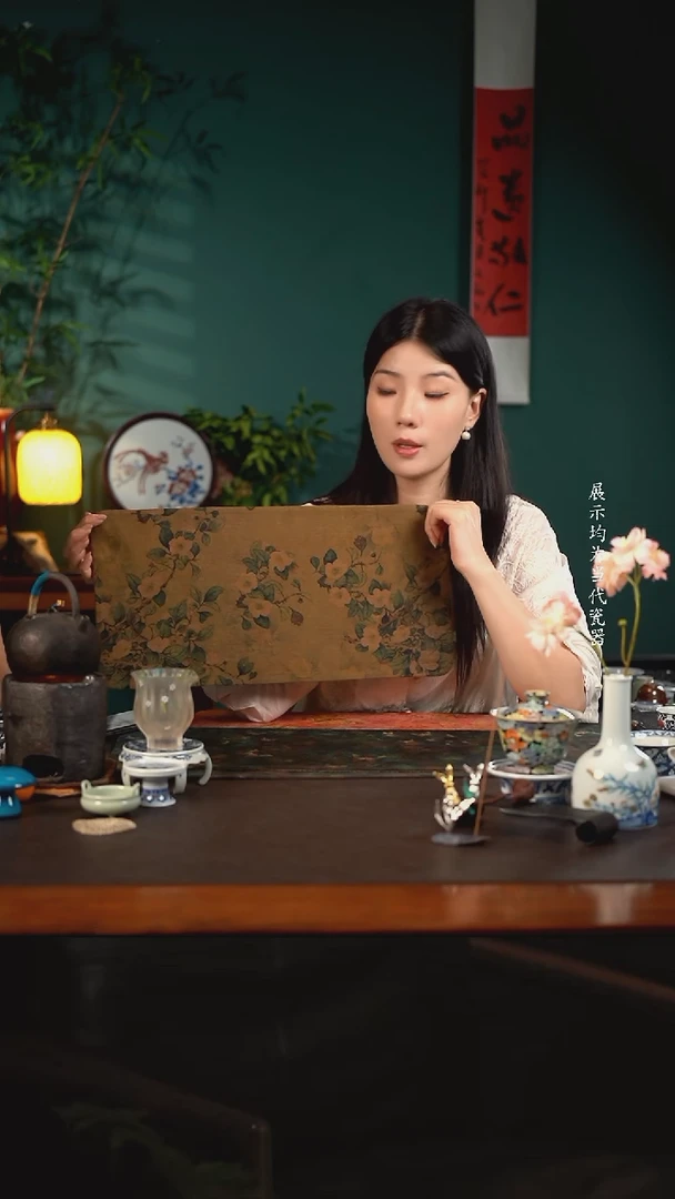 50*24陶瓷周边慢蓝茶席山茶花