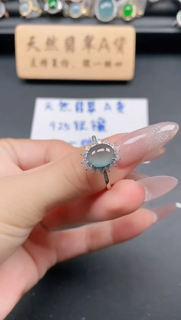 银S925镶嵌戒指翡翠1