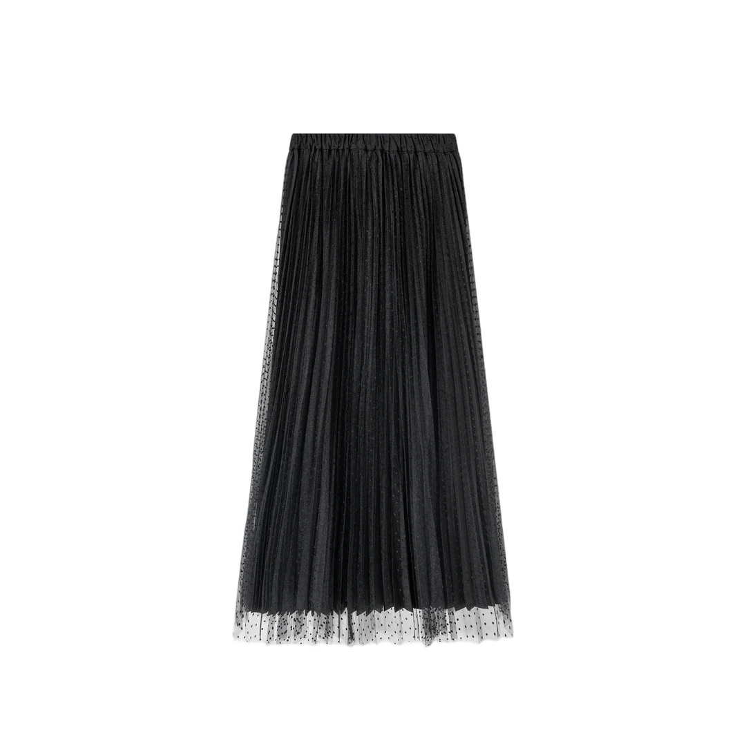 GRIDA 时尚百搭波点网纱百褶半身裙