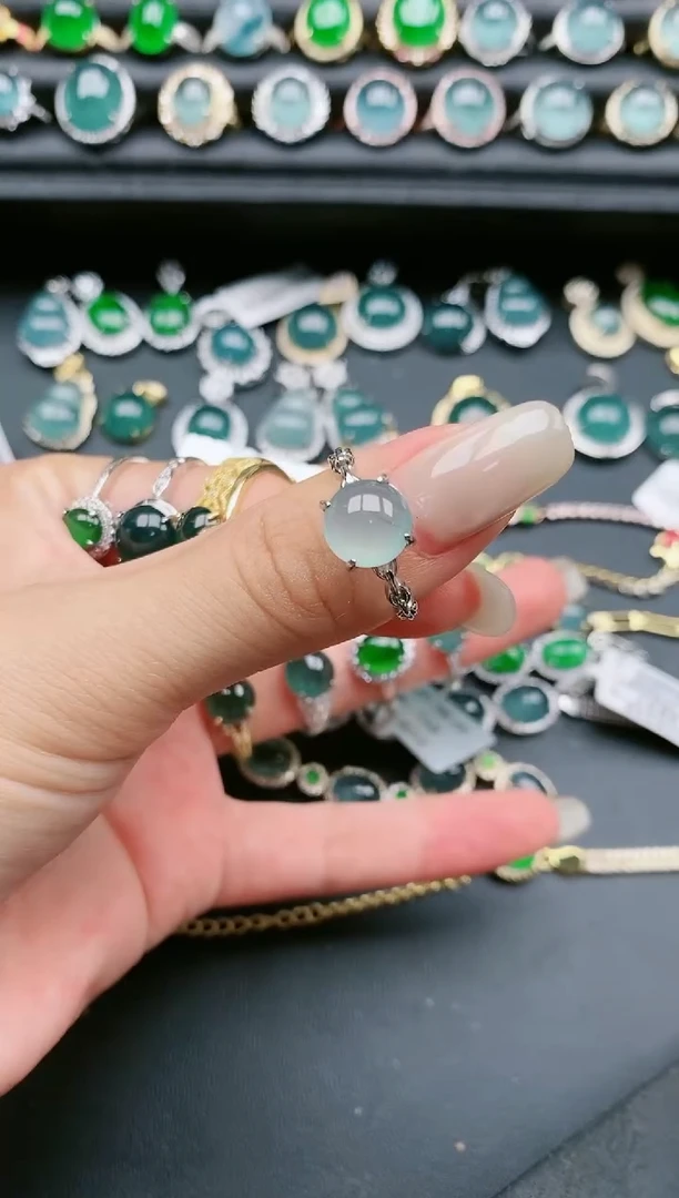 翡翠戒指银S925镶嵌1111111
