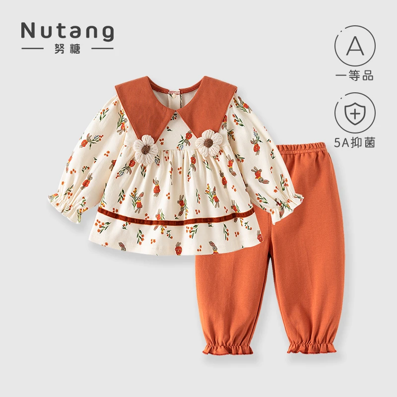 女小童洋气春秋韩范网红套装裙婴儿小童宝宝公主外出衣服两件套