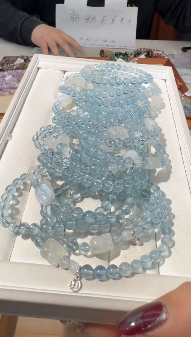 【闪购商品】水晶手链银S925镶嵌D141海蓝宝蓝月貔貅款