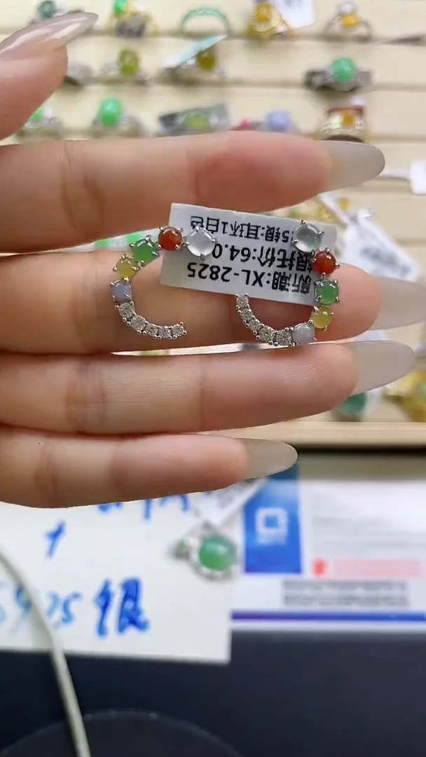 银S925镶嵌戒指翡翠翡翠 蛋面 银S925镶嵌