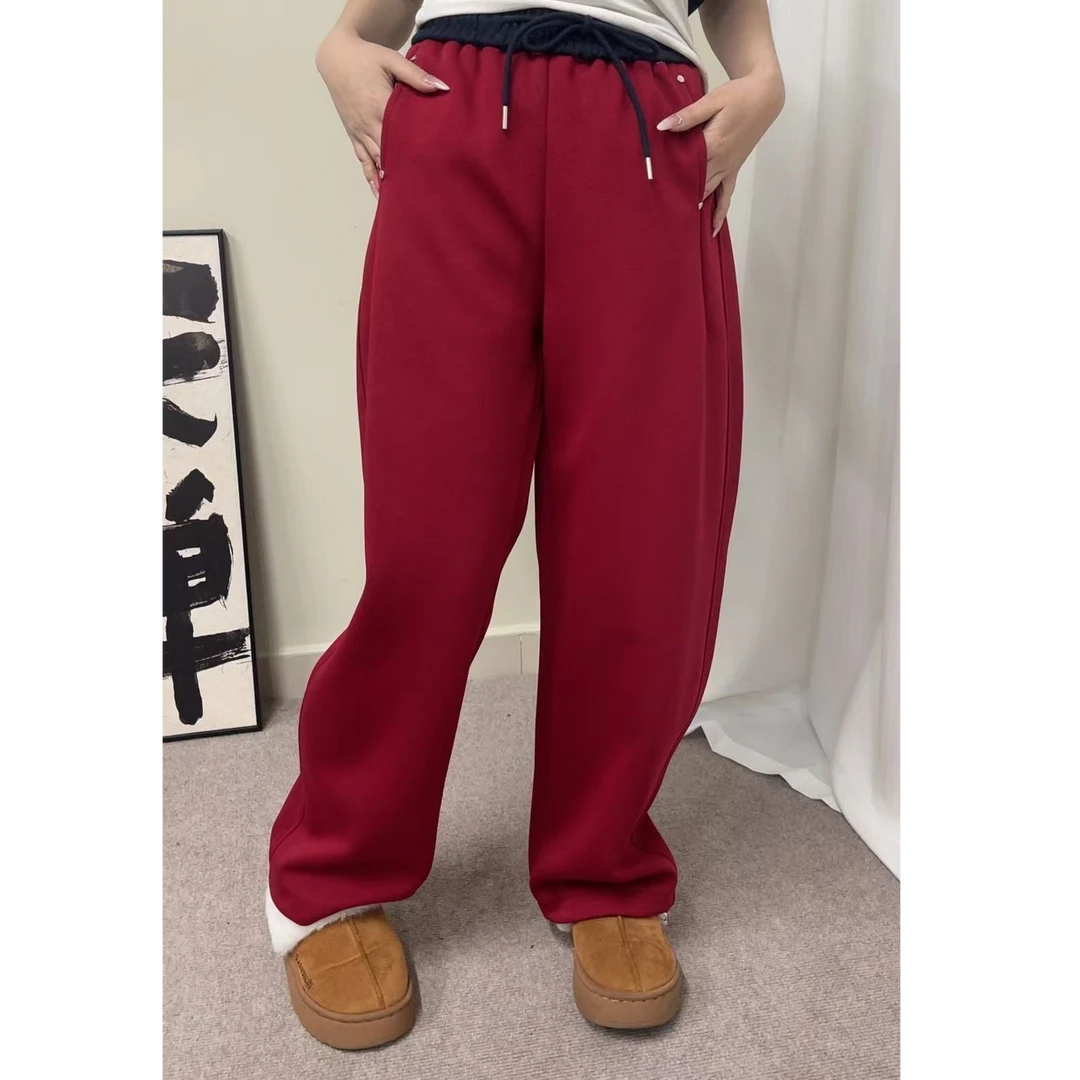 百搭五色女士休闲裤微弹口袋阔腿裤休闲裤直筒裤潮流时尚显瘦