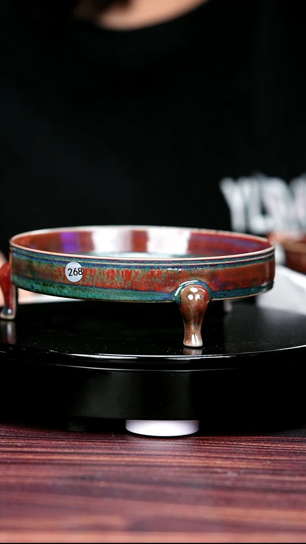 268#李盼龙一级品原矿钧瓷三足洗