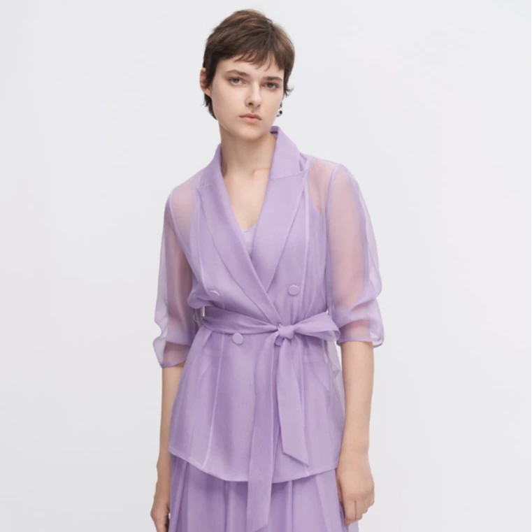 【晨粉专享价】歌力思新款水雾纱轻奢紫色优雅气质半身裙Q032