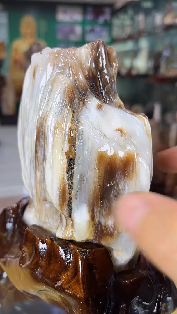 缅甸天然树化玉摆件