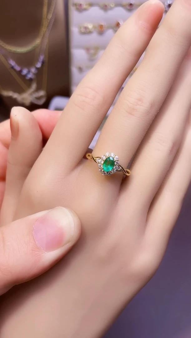 【闪购商品】祖母绿戒指银S925镶嵌1