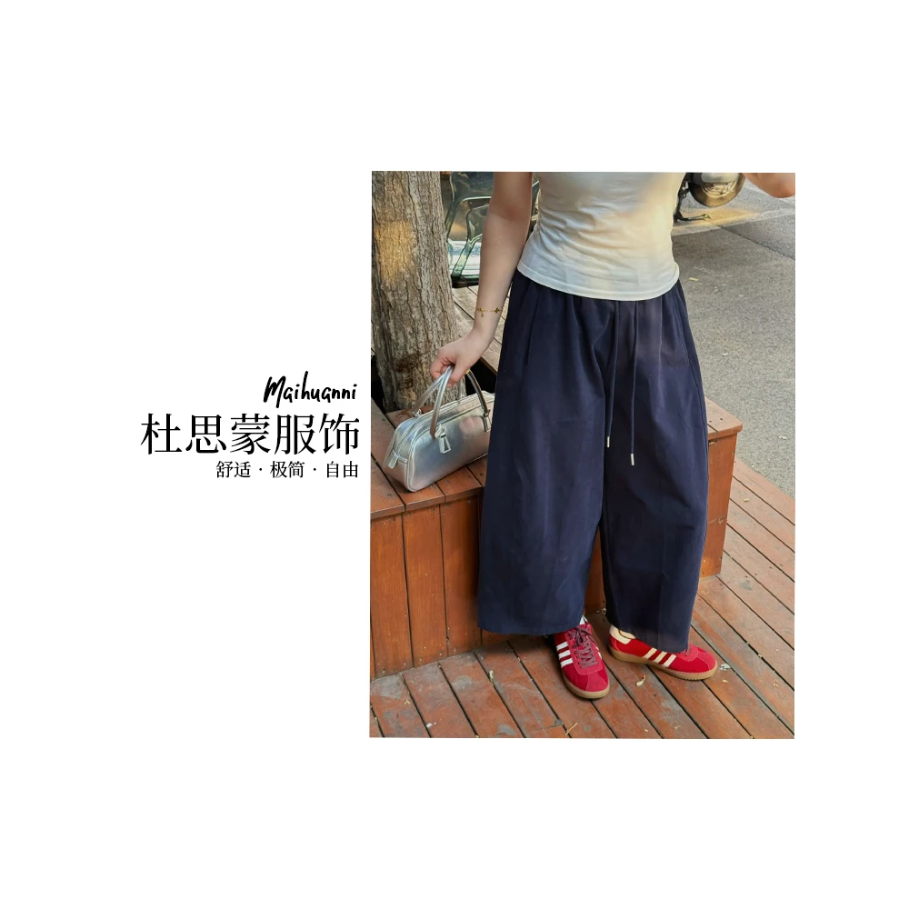 （杜思蒙服饰）M713-【自由简易】韩版慵懒松弛感休闲抽绳面包裤