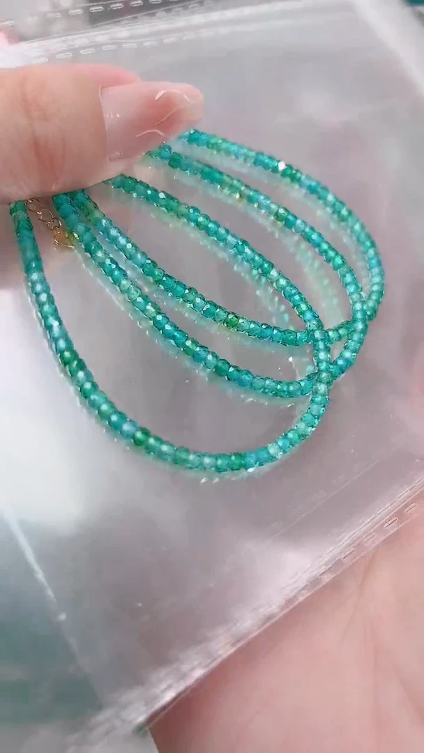 手链银S925镶嵌尖晶石蓝绿双色49