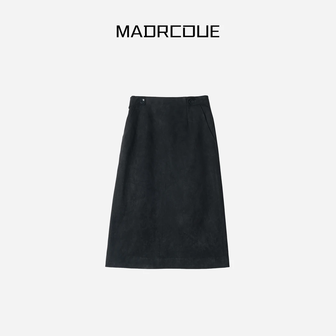 MADRCOUE 高腰牛皮绒麂皮显瘦半裙603435