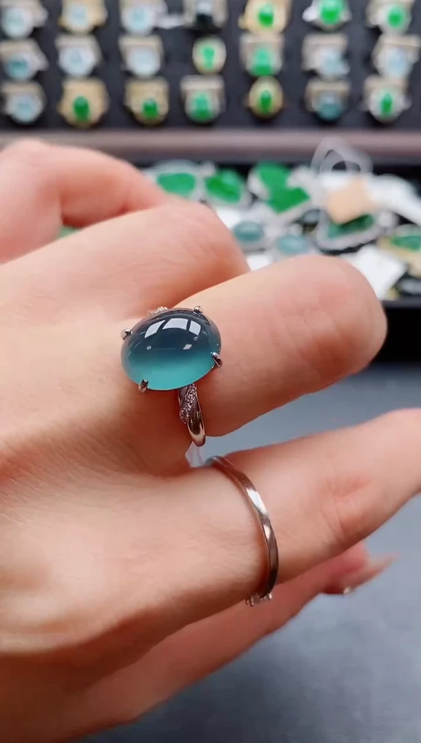 银S925镶嵌戒指翡翠1