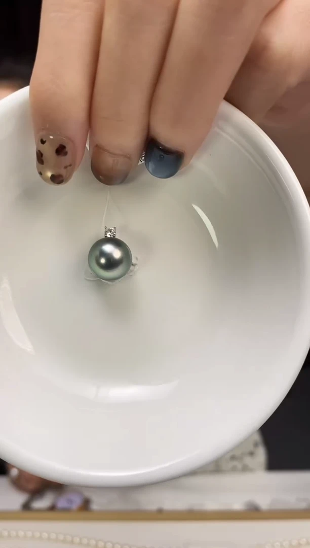 吊坠(不含链)银S925镶嵌海水珍珠11-12大溪地黑珍珠吊坠