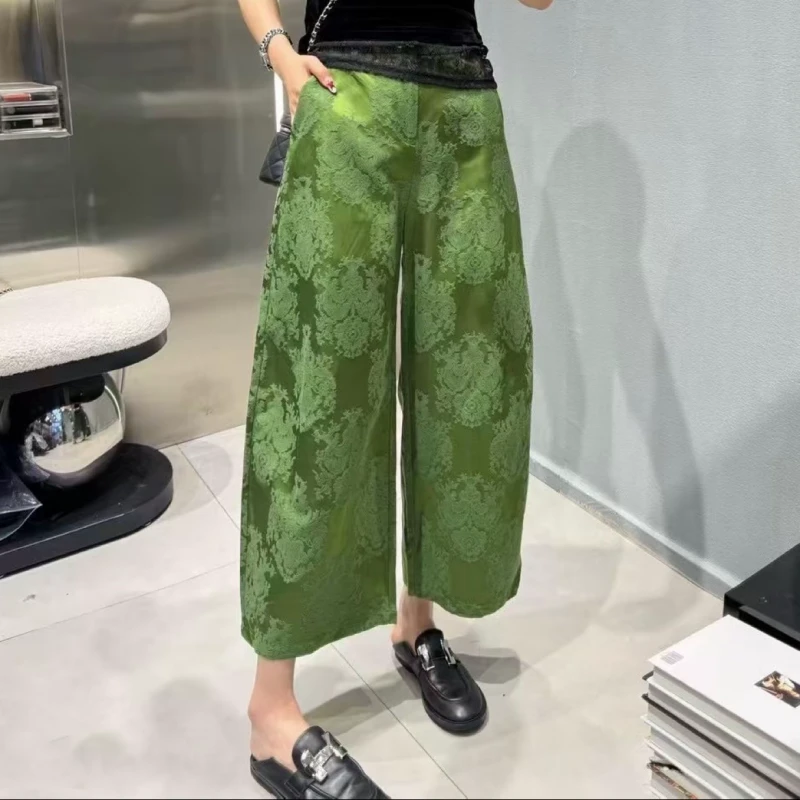 【发财九分裤】新中式时尚复古减龄气质松紧腰重工提花灯笼裤花苞裤