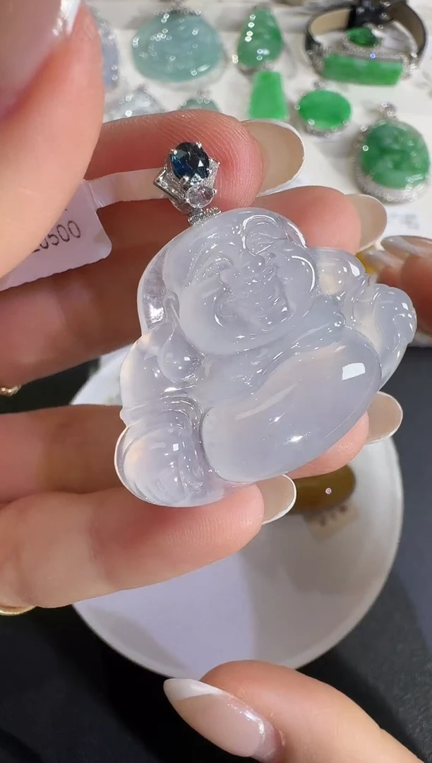 翡翠18K金镶嵌吊坠(不含链)【源头工厂】18k金钻石镶嵌