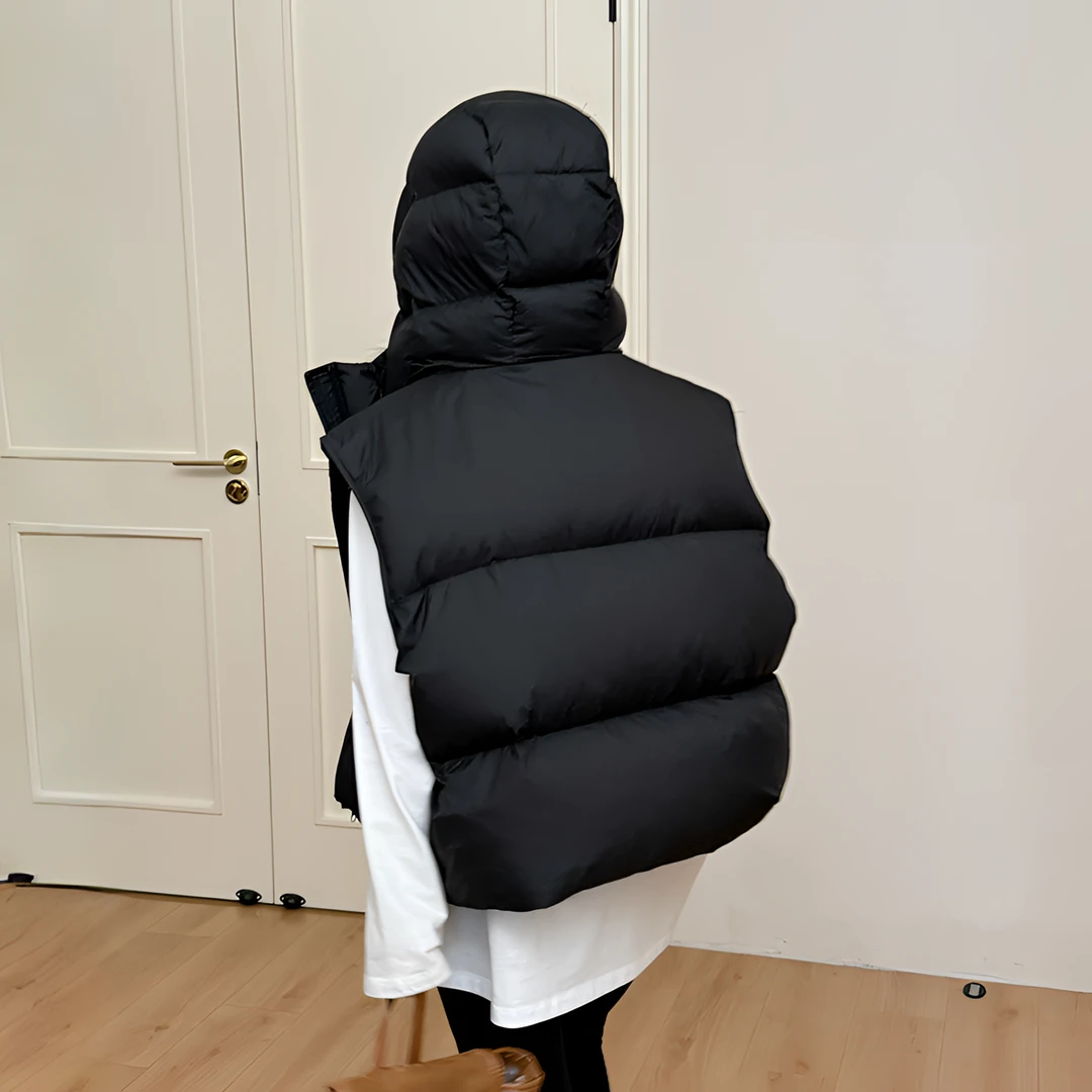 2025新款欧货冬季白鸭绒马甲小个子连帽宽松休闲百搭马甲羽绒服
