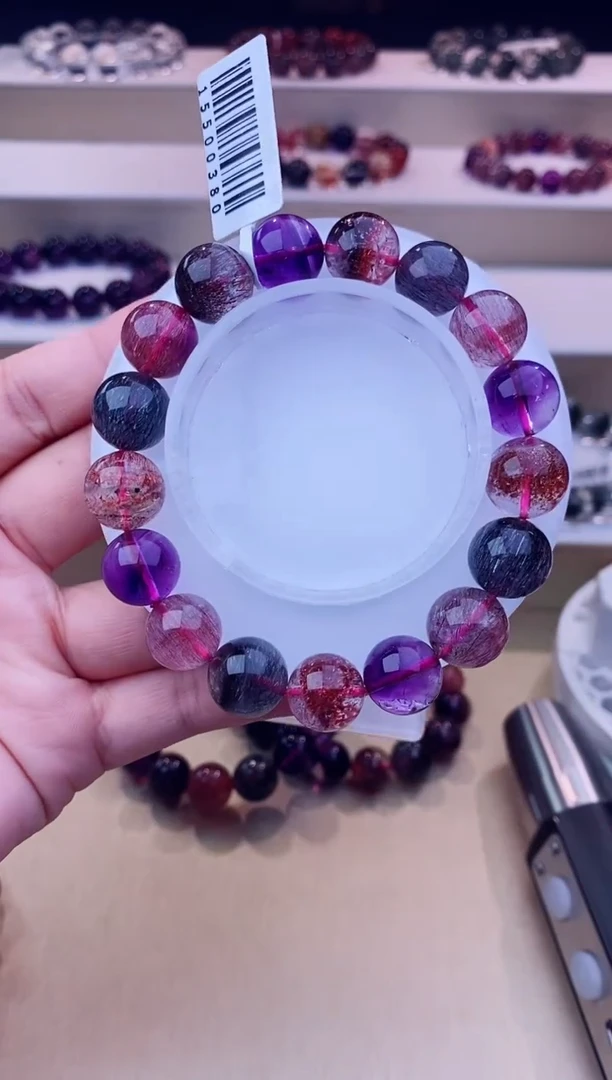 未镶嵌手链水晶黑加仑超七单圈12m+