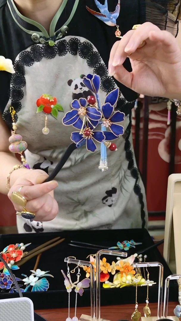 刺绣纯手工绒花发簪