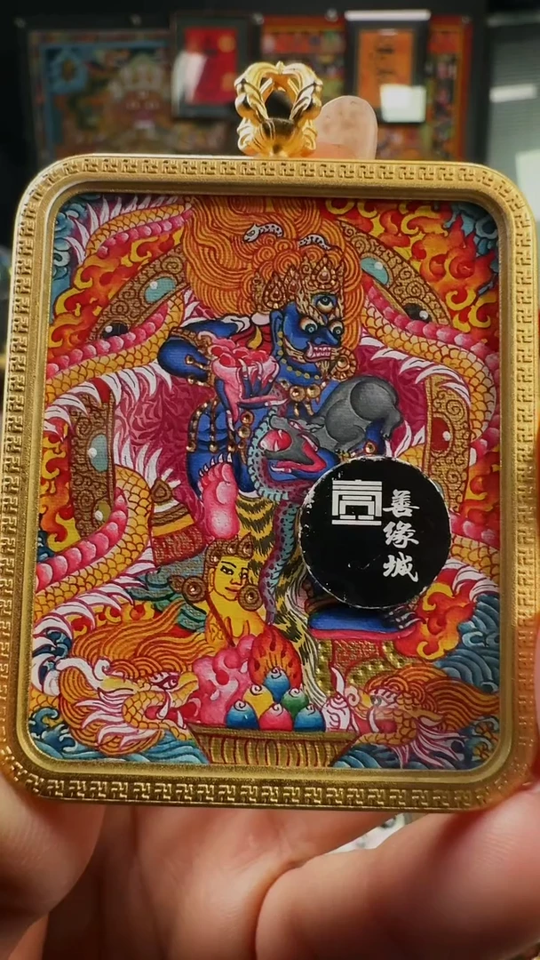 吊坠壹善缘城手绘唐卡黑C