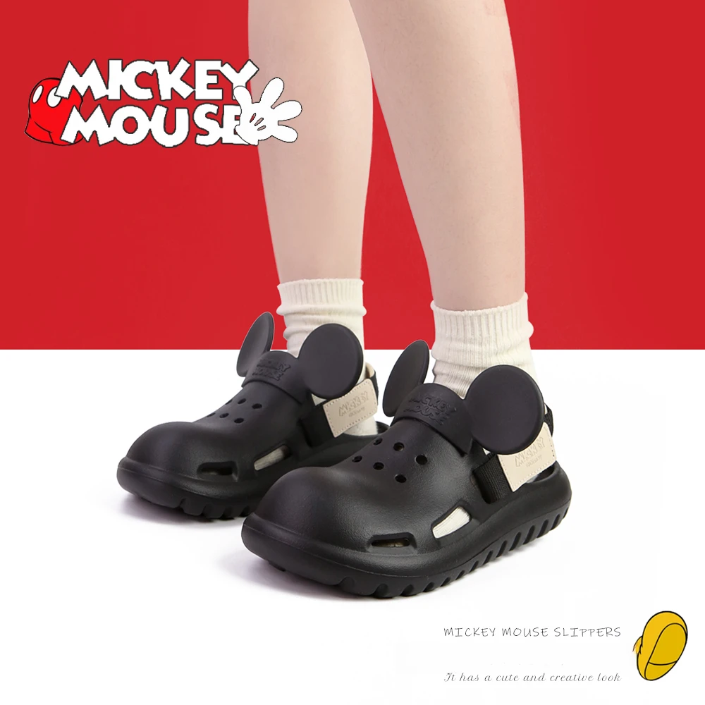 细细条 趣味可爱米奇洞洞鞋女夏ins外穿休闲百搭软底防滑学生凉鞋