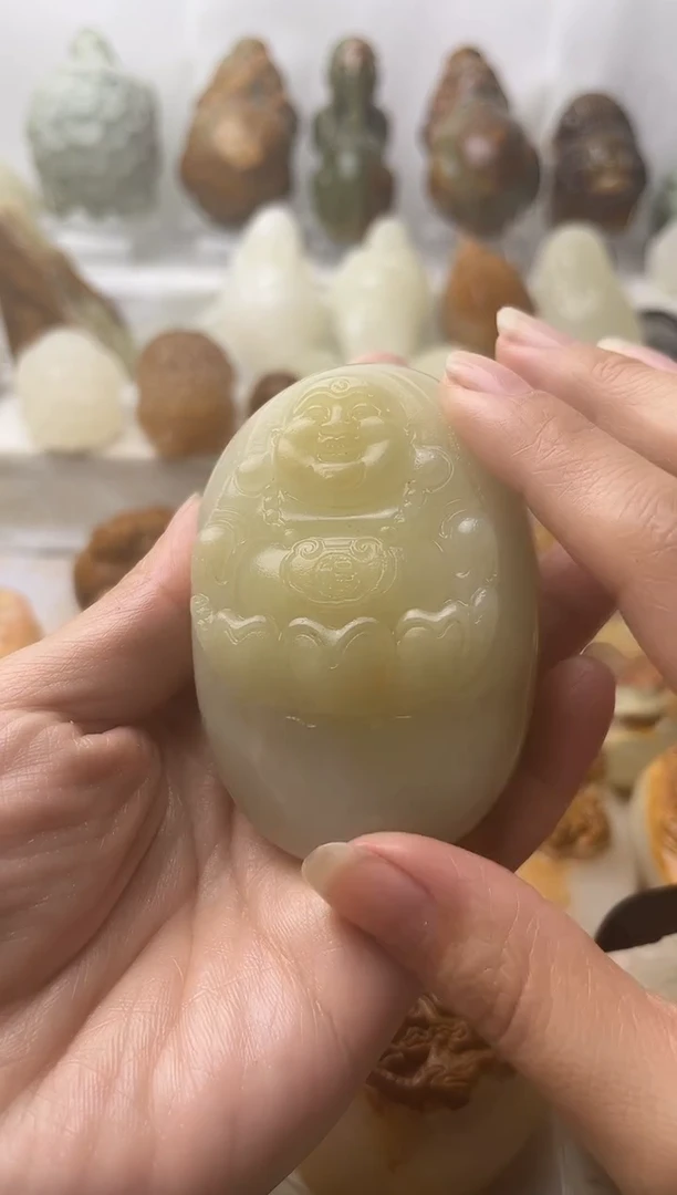 石材方解石棉纹正常不退换弥勒佛