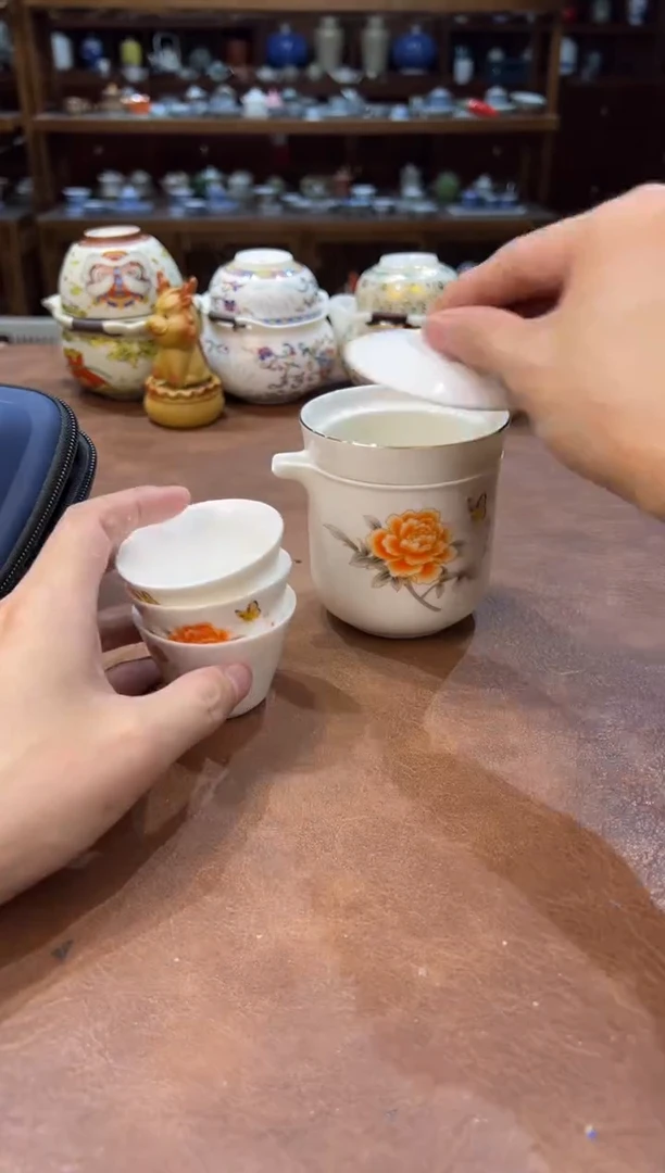 真的很便宜超好看会开片的旅行茶具