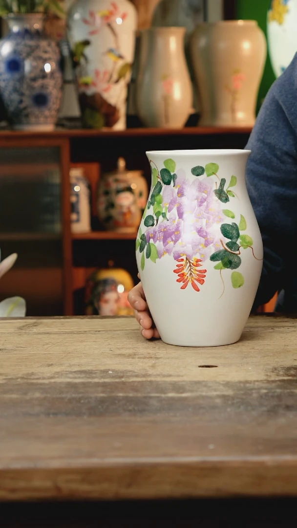 瓷片 景德镇纯手工釉下彩精品花瓶